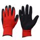 Рукавички трикотажні поліестер, червоний колір, латексне покриття (чорний), оверлок