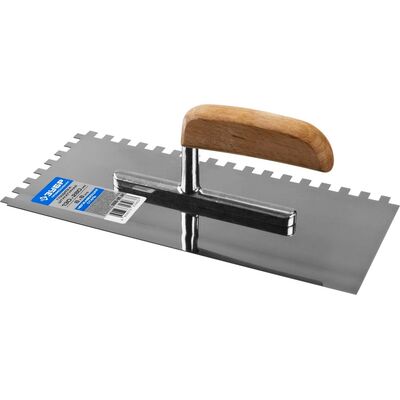 Гладилка 130х280мм зсталева зуб 8 * 8 нержавеющим покрытием, деревянная ручка