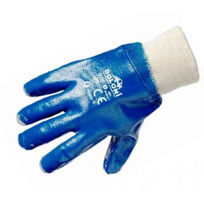 Перчатки рабочие нитриловые, полный облил, гладкие (вязаный манжет) Перчатки рабочие нитриловые, полный облил, гладкие (вязаный манжет)