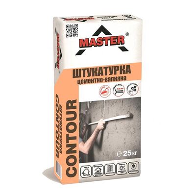 MASTER CONTUR Цементно-известковая штукатурка ручн.и машин. нанесения серая, 25кг 4820086382663