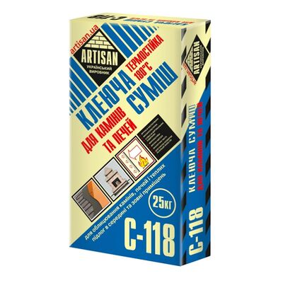 АРТИСАН С-118 / 25кг клеящая смесь термостойкая 180град для каминов, печей, теплых полов