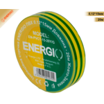 Ізоляційна стрічка ПВХ 0,12*15мм 20м жовто-зелена. ENERGIO
