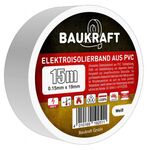 Ізоляційна стрічка ПВХ 0,15мм*19мм*15м біла (21 шт в пак) TM BAUKRAFT, Germany