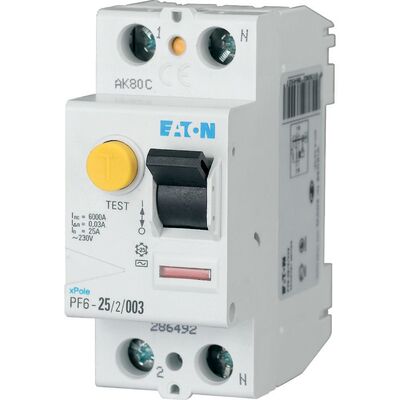 ПЗВ (УЗО) пристрій захисного відключення, 2P 25A 30mA 6кА, тип "АС". EATON ПЗВ (УЗО) пристрій захисного відключення, 2P 25A 30mA 6кА, тип "АС". EATON