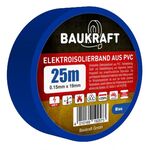 Ізоляційна стрічка ПВХ 0,15мм*19мм*25м блакитна (18 шт в пак) TM BAUKRAFT, Germany