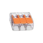 Клема 3-х провідна, з важелем прозора (під моно/багато-жильний кабель 0,08мм²--2,5мм²) 32А. ENERGIO