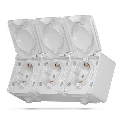 VIDEX BINERA IP65 | Розетка зовнішня 3-потрійна із заземленням, сіра VIDEX BINERA IP65 | Розетка зовнішня 3-потрійна із заземленням, сіра