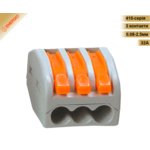 Клема "бочонок" 3-х провідна, з важелем (під моно/багато-жильний кабель 0,08мм²--2,5мм²) 32А. ENERGIO